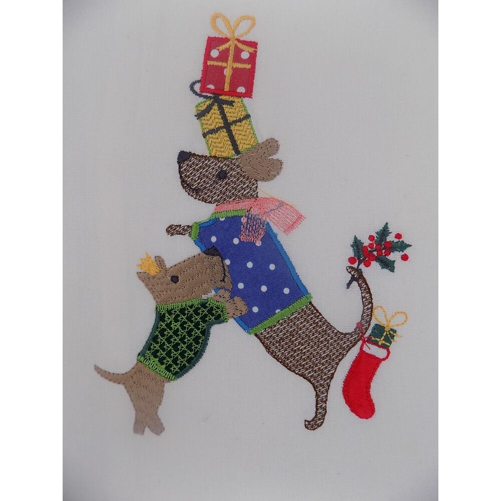 World Market Christmas kitchen towel embroidered dogs NWT - Picture 2 of 3